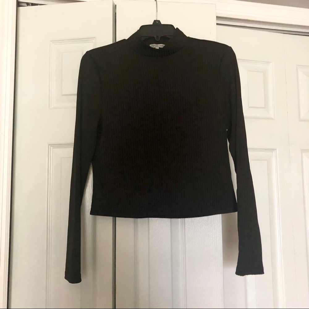 Charlotte Russe Turtle Neck Long Sleeved Crop Top